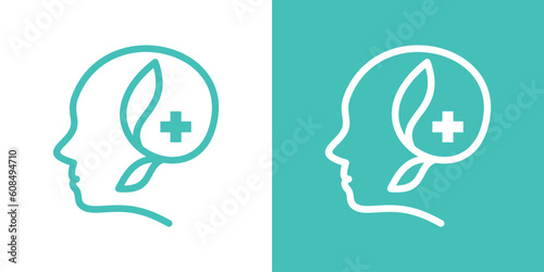 logo design mental health minimalist icon vector illustration
