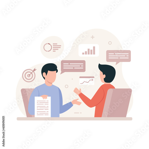 Professional business adviser provides solutions for business. Expert concept vector illustration