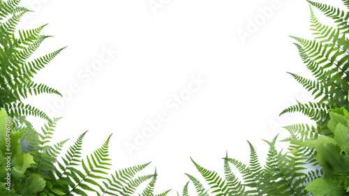 graceful fern fronds as a frame border  isolated with negative space for layouts