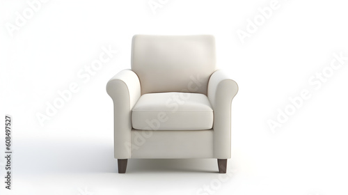 Comfortable armchair on white background. Interior element Generative AI