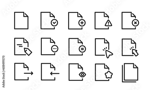 ファイル、データを表すイラストのセット/資料/書類/情報/ベクター/アイコン/マーク/要素/モノクロ