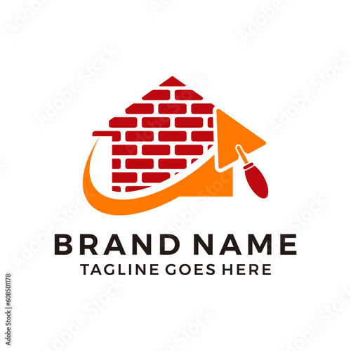 Home plastering wall logo icon vector illustration 