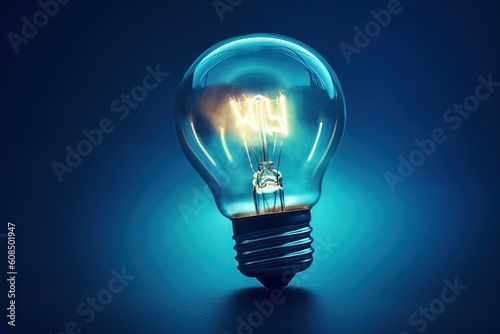 Light bulb on blue background 