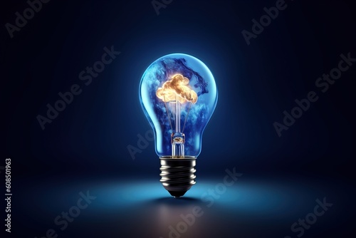 Light bulb on blue background 