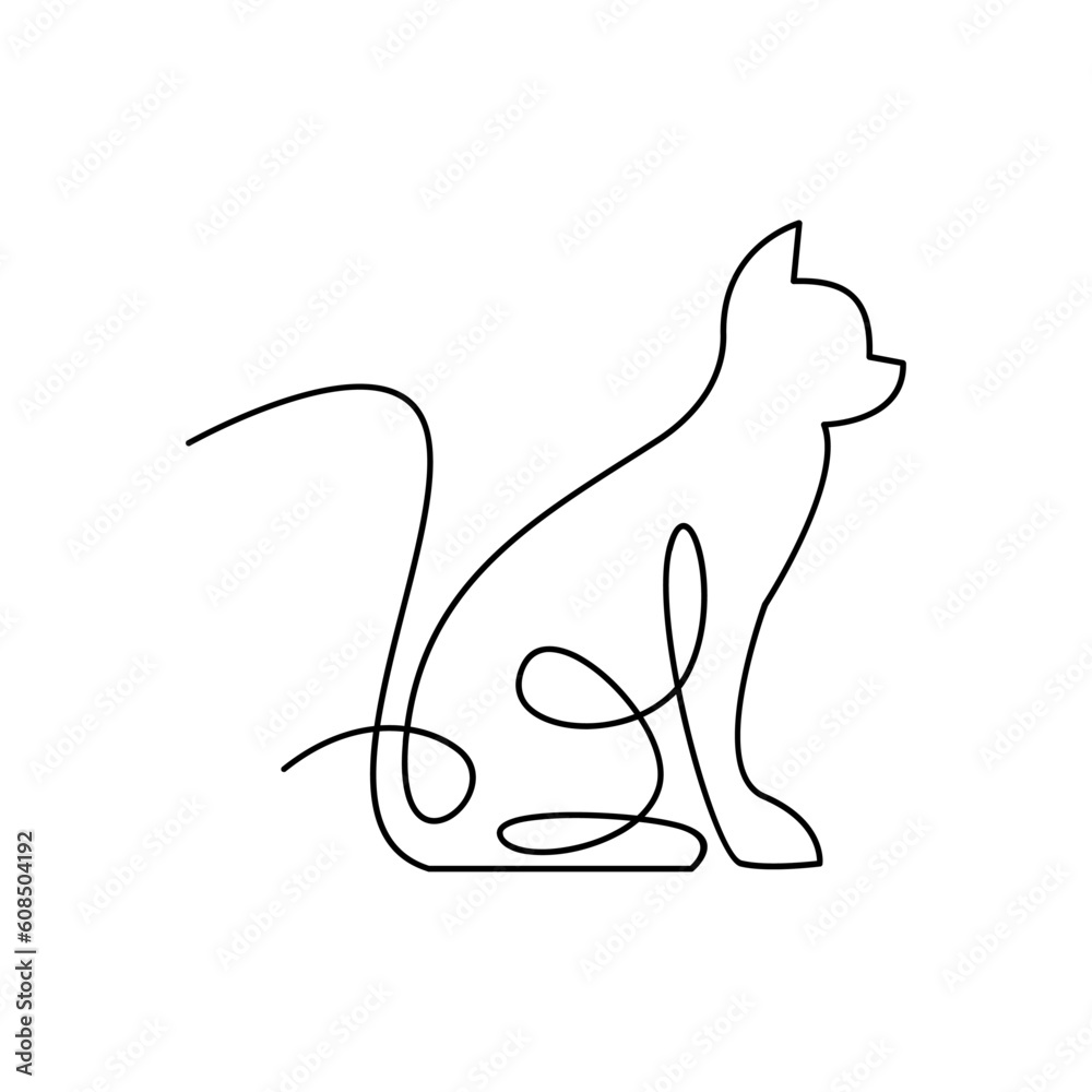 Cat single Line icon design illustration template Cat single Line icon design illustration template
