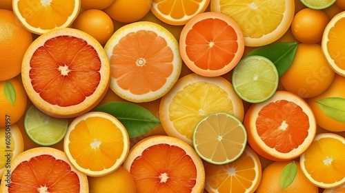 Citrus fruits cut in half. Generative ai