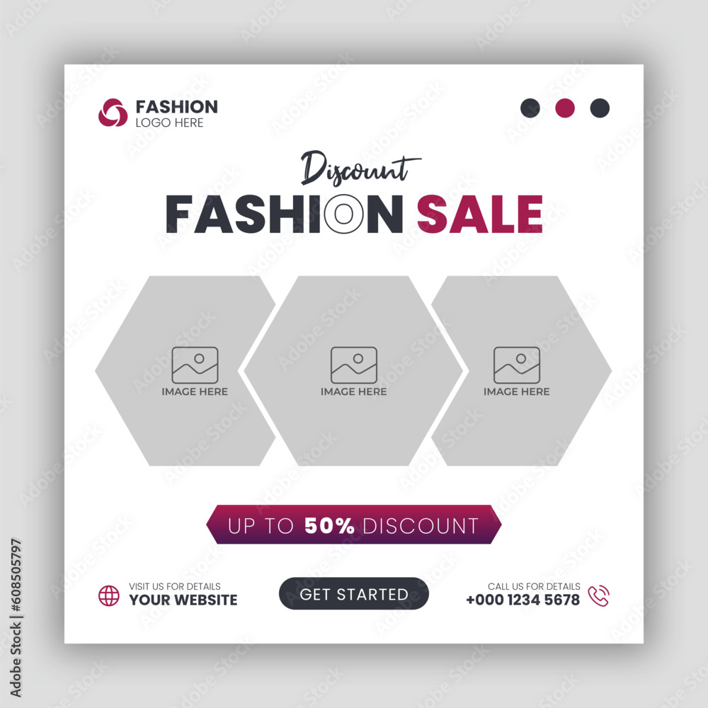 Obraz premium Fashion sale square social media post design and web banner template for modern fashion house