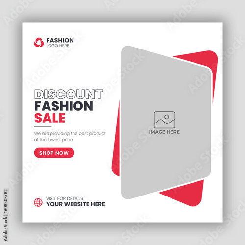 Fashion sale square social media post design and web banner template for modern fashion house