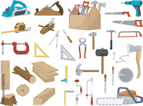 Set of carpenter elements collection