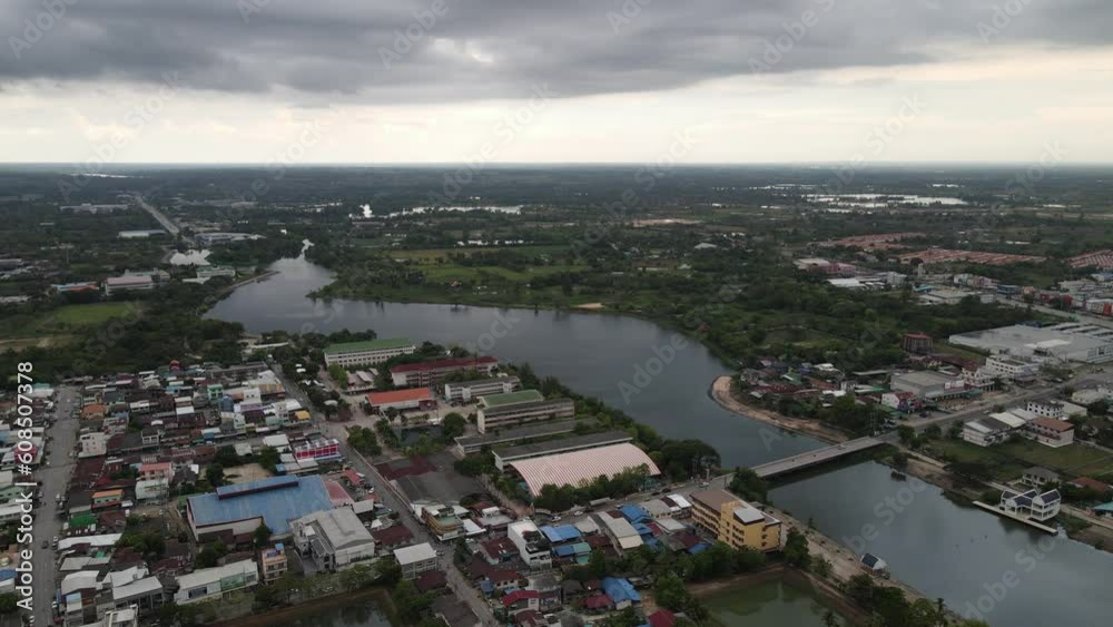 The aerial view of Khmer temple in Phimai, Thailand The aerial view of Khmer temple in Phimai, Thailand