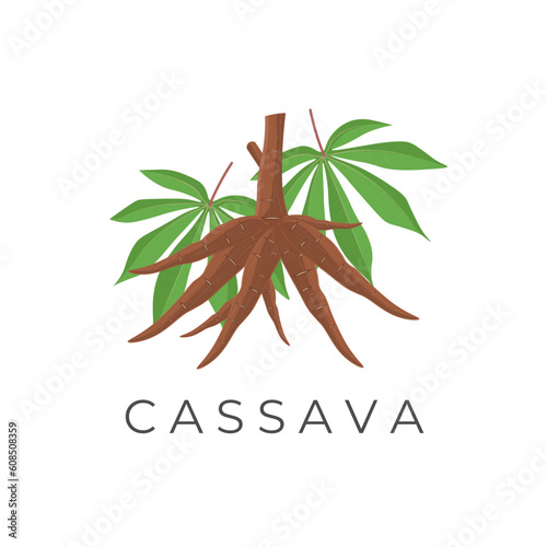 Cassava Root Realistic Vector Illustration Logo