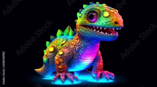 A colorful toy dragon on a dark background. Generative ai