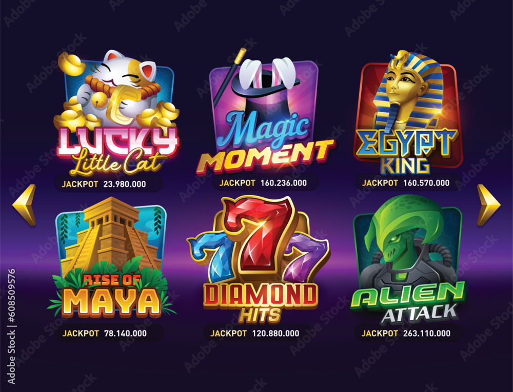 casino slots mini games. Vegas slot vector illustration. game ...