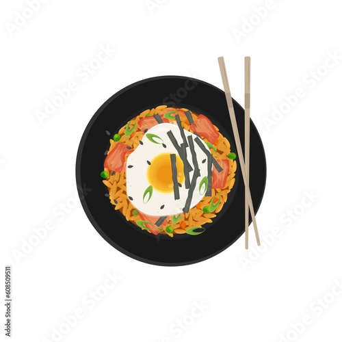 Bokkeumbap Kimchi Fried Rice Illustration Logo