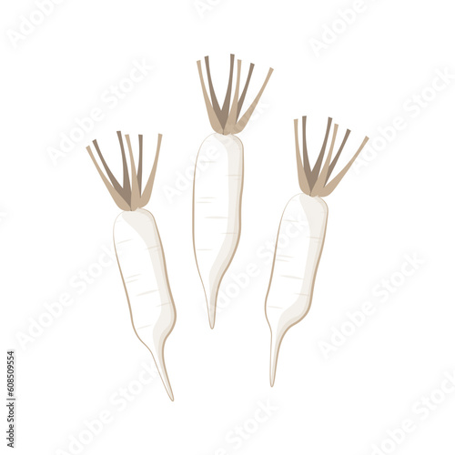 Daikon Vegetable Simple Cartoon Illustration Logo