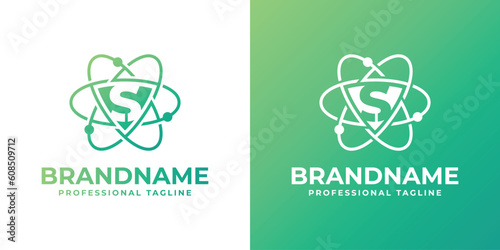 Letter S Cyber Security or Atom Logo, suitable for any business related to shield, cyber security, technology, or Atom with S initials.