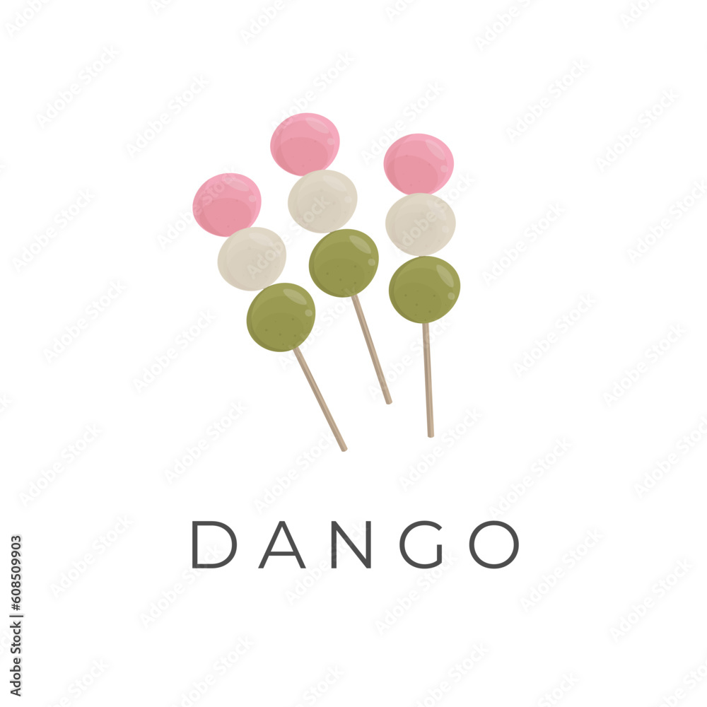 Dango dumpling hanami illustration logo with beautiful colors Dango dumpling hanami illustration logo with beautiful colors