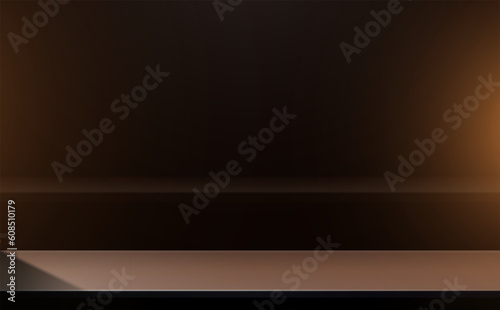 Brown table on brown background. Vector illustration