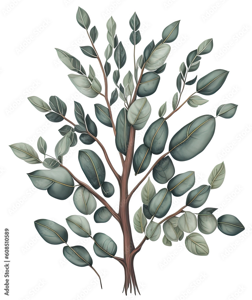 Naklejka premium Watercolor green leave. Generative AI