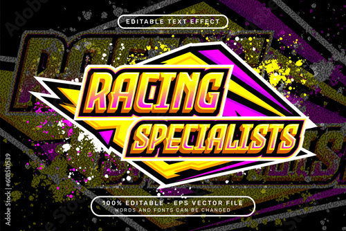 racing specialists 3d text effect and editable text effect with colorful borders
