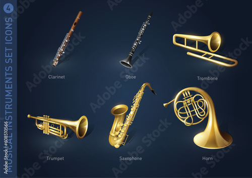 musical instruments set icons stock vector illustration isolated, collection