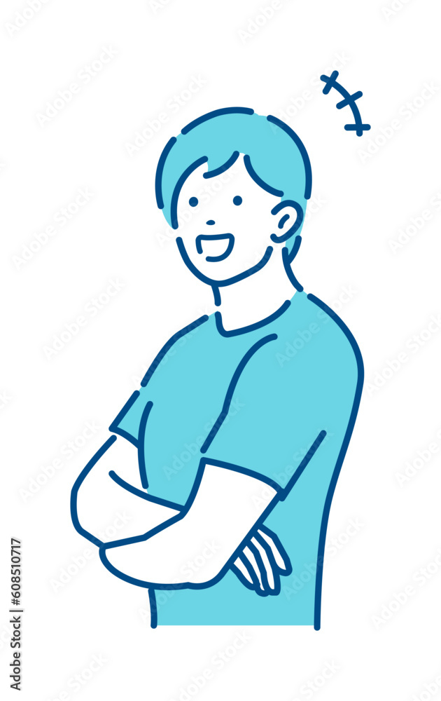 Young man crossing arms vector illustration ( smiling ) Young man crossing arms vector illustration ( smiling )