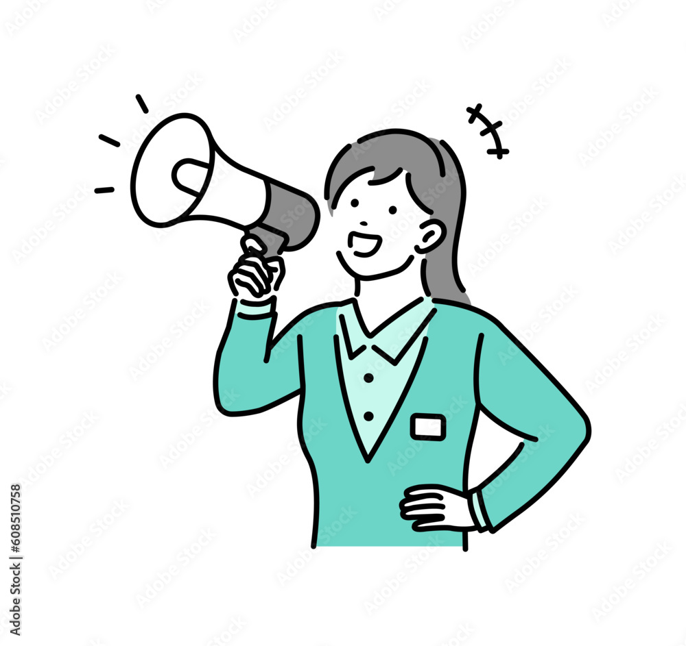Young business woman with megaphone ( woman announcing ) vector illustration Young business woman with megaphone ( woman announcing ) vector illustration