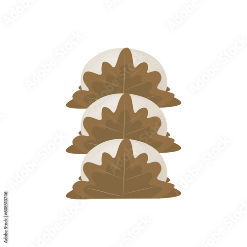 Kashiwa mochi Vector Illustration Logo With Leaf Wrap