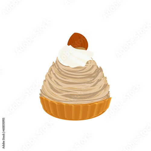 Sweet Chestnut Mont Blanc Cake  Dessert Illustration Logo