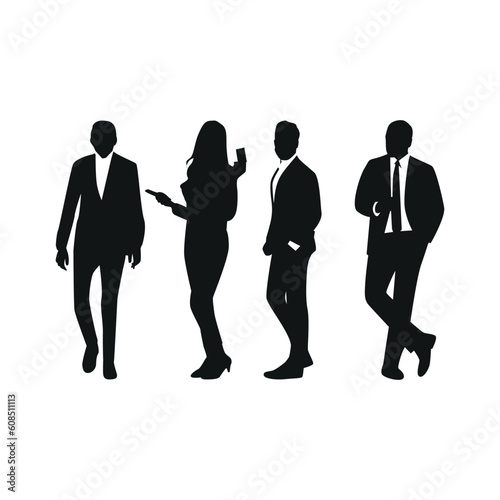 Silhouettes of Business People Standing Together