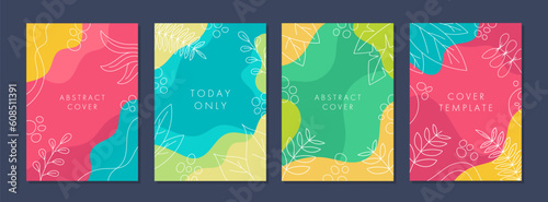 Set of abstract creative artistic templates with summer season concept. Universal cover Designs for Annual Report, Brochures, Flyers, Presentations, Leaflet, Magazine.