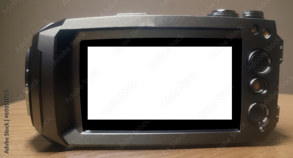 Close Up Digital Camera Blank Screen for Image Mock Up Realistic Sitting on a Desk Generative AI Illustration Close Up Digital Camera Blank Screen for Image Mock Up Realistic Sitting on a Desk Generative AI Illustration