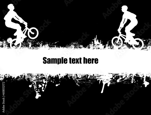 grunge biker poster on black and white,vector illustration
