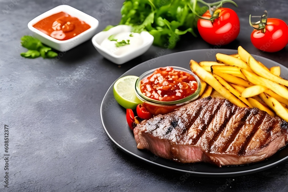 grilled steak with vegetables
