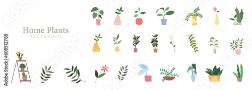Cute home plant element set