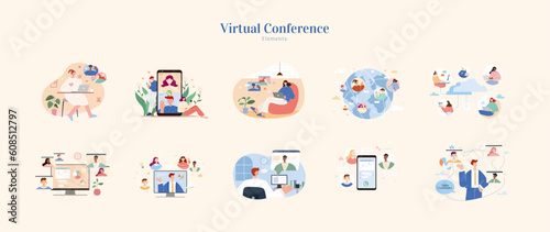 Virtual conference element set