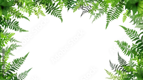 intricate fern leaves as a frame border  isolated with negative space for layouts