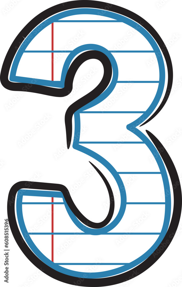 Number 3 alphabet, notebook font letter white, display font style ...