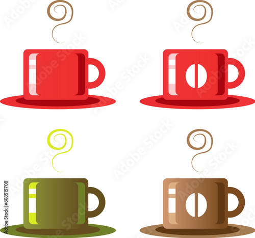 Illustration of coffee cup isolated in white background. Emblem  sticker  icons