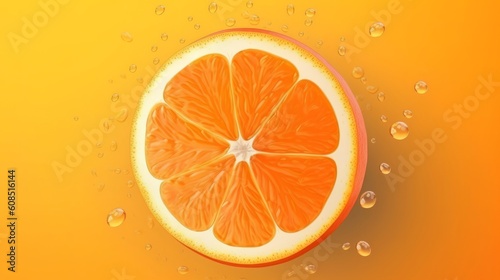 A halved grapefruit on a bright yellow background. Generative ai