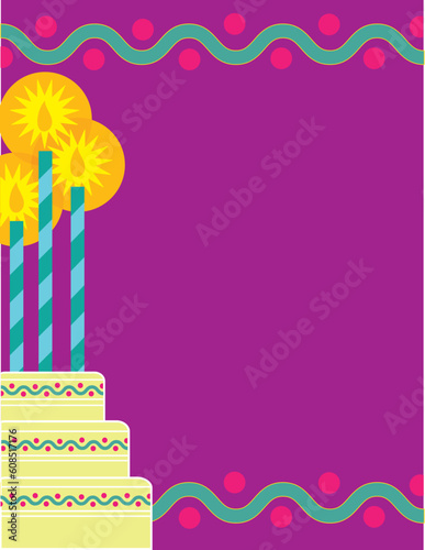 A border or frame featuring a birthday cake and candles