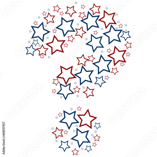 question mark stars against white background, abstract vector art illustration