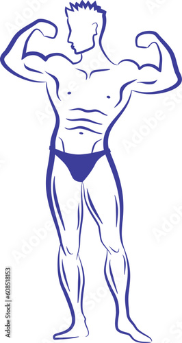 body builder muscle man, vector sketch