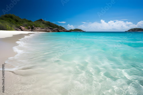 Beautiful beach with white sand and turquoise blue water