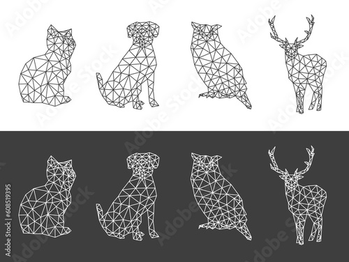 Set of animal triangle low poly art vector design illustration