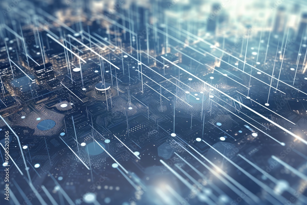 Obraz premium Digital connection dots and lines. Technology background. Network connection structure. Generative AI