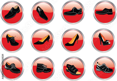 footwear collection in button - vector