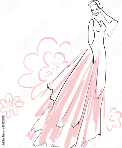 Vector illustration of Beautiful Bride Smiling