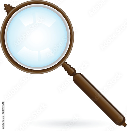 Realistic magnifying glass. Illustration on white background