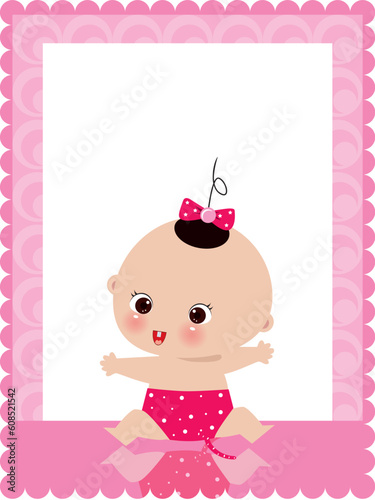 girl birth announcement card, vector